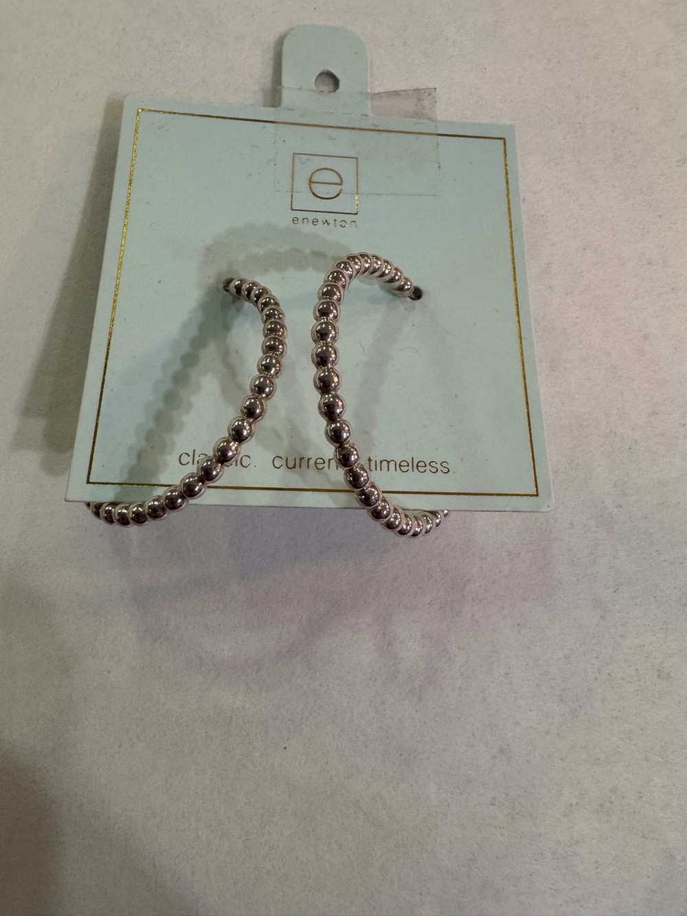 Enewton Sterling Silver 1.25 inch hoops 3MM beads NWT